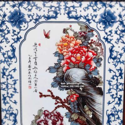 tranh sứ, tranh sứ hoạ tiết tứ quý, tranh sứ trung quốc